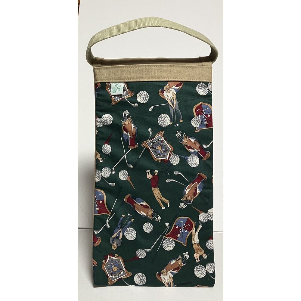 Mens Canvas Dual Sided Bag for Golf Balls Designs by Dee Dee 14.5 X 8 Green NWOT